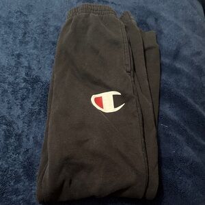 Champion Kids Black Joggers with Red Logo